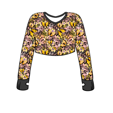 Monarch Madness Long Sleeve Crop Top w/ Thumb Holes