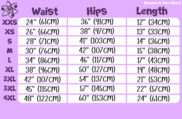 Bloomers Size Chart