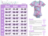 Size chart for Onesies. Includes instructions on how to measure your chest, waist, hips and length. Available in sizes XXS-4XL. 