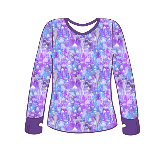 Brainless Blooms Long Sleeve Lounge Top w/ Thumb Holes